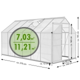 Polykarbonátový skleník 370x190x195cm