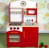 Dětská dřevěná kuchyňka červená