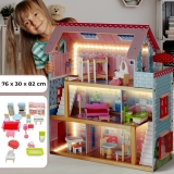 Dřevěný doměček pro panenky včetně nábytku