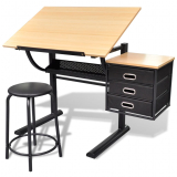 Kreslící stůl sklopný se dvěma zásuvkami a stoličkou