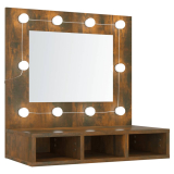 Zrcadlová skříňka s LED kouřový dub 60 x 31,5 x 62 cm