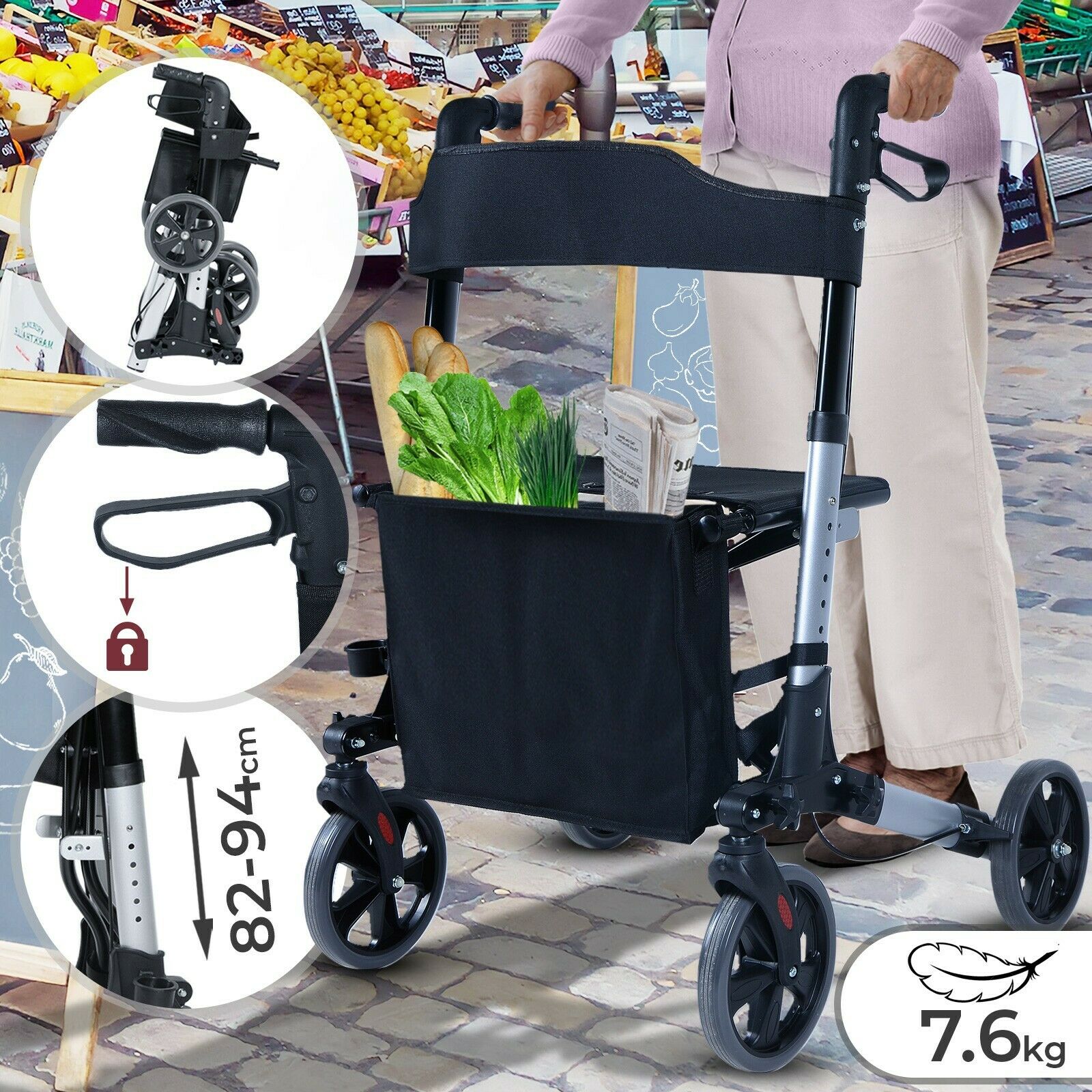 Čtyřkolové chodítko pro seniory