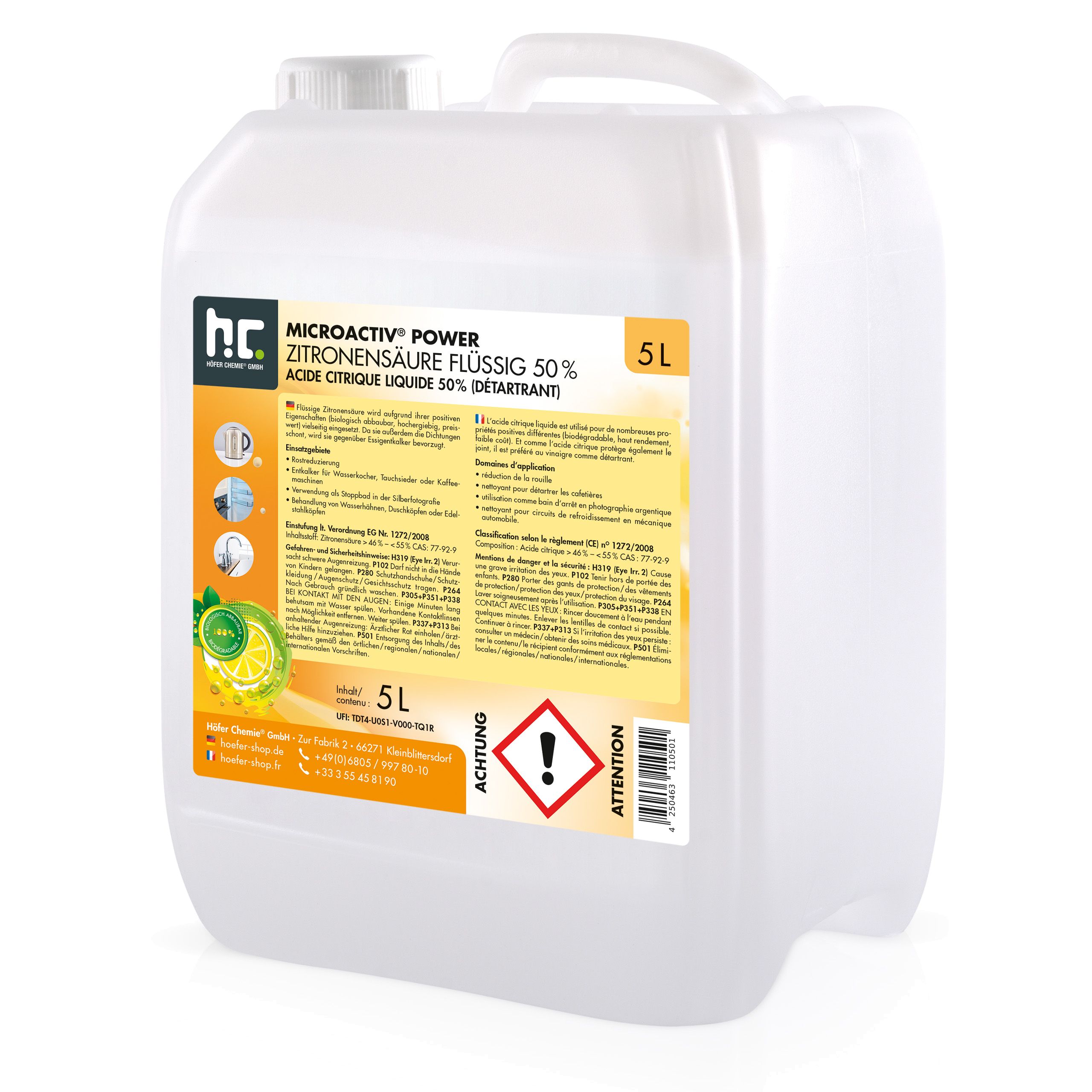 Kyselina citronová 50% 5l