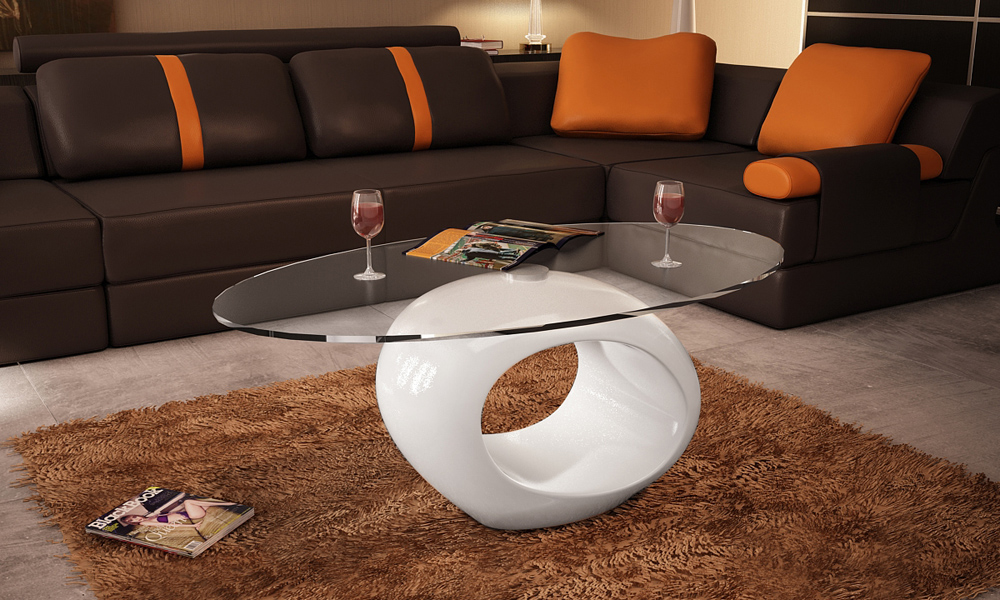 Konferenční stolek bílý oval